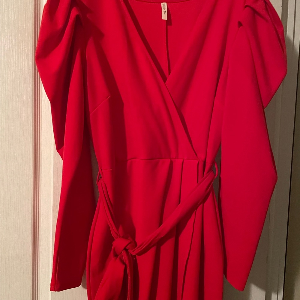Red wrap dress